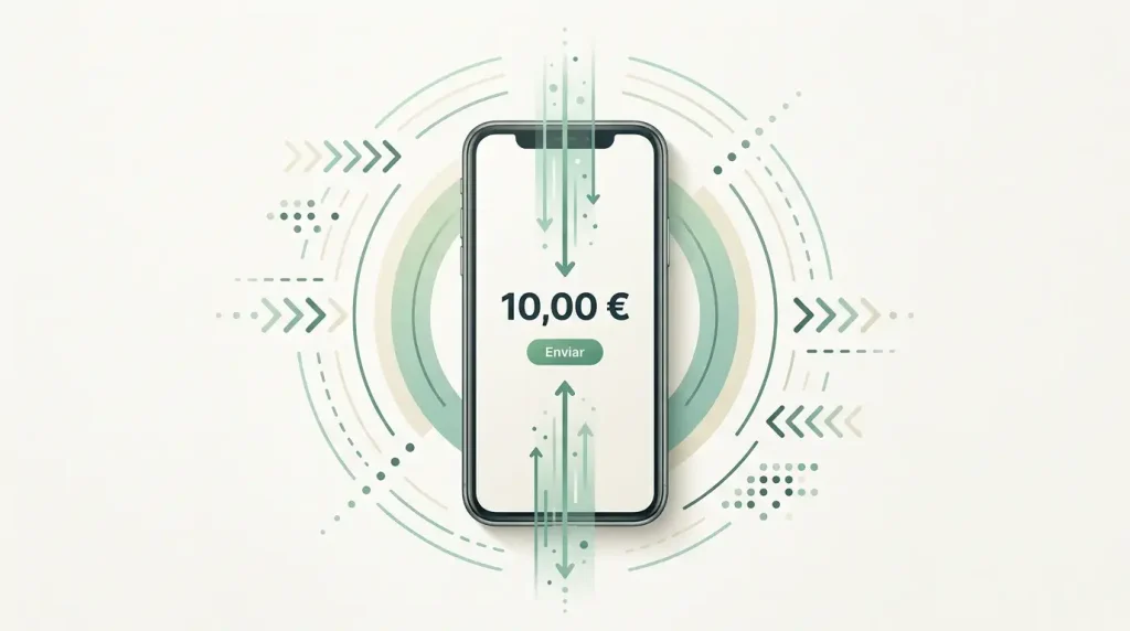 Ilustración de depósito con Bizum en móvil