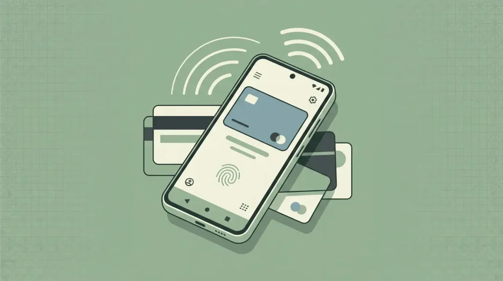 Ilustración de pago contactless desde dispositivo Android