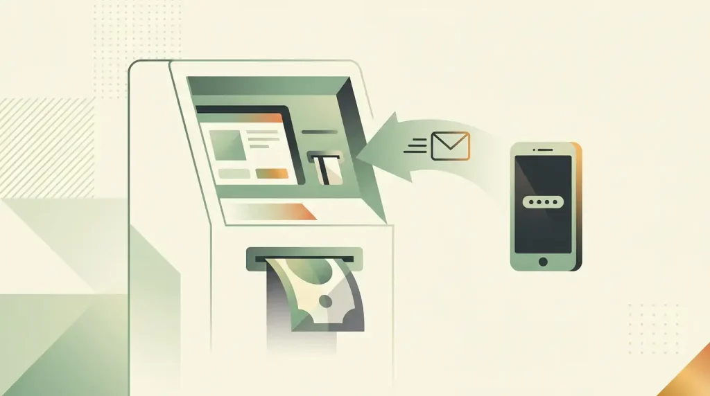 Ilustración de cajero automático con código por SMS