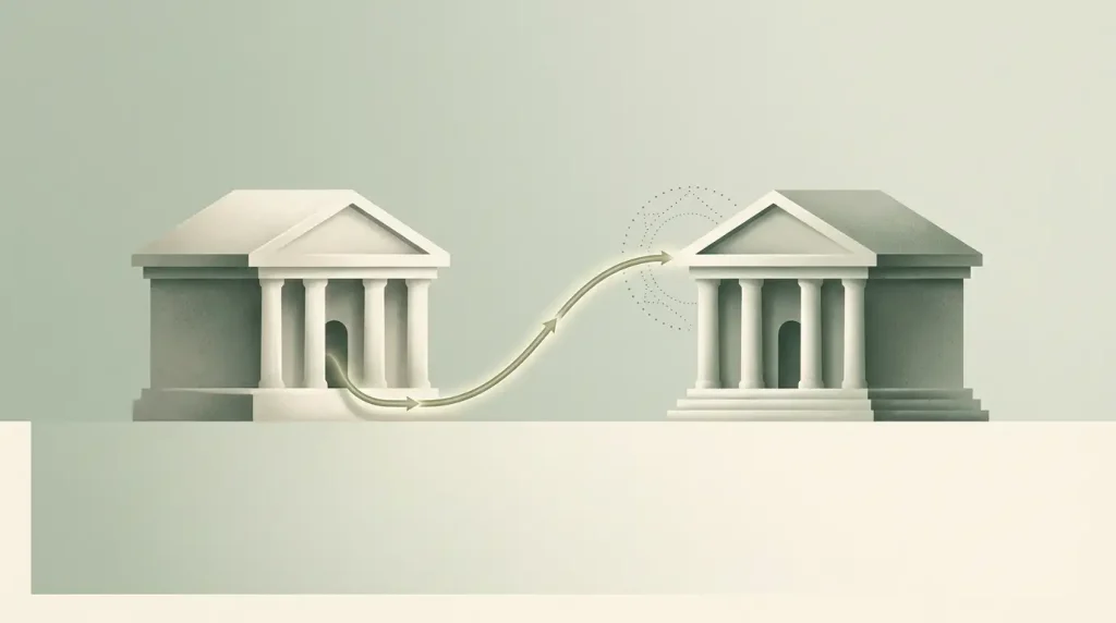 Ilustración de transferencia bancaria entre cuentas